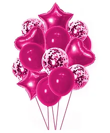 Crackles Metallic Foil and Confetti Balloons Combo Rose Mix - Pack of 14