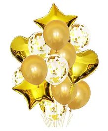 Crackles Metallic Foil and Confetti Balloons Combo Gold - Pack of 14