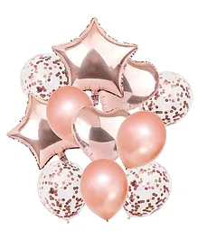 Crackles Metallic Foil and Confetti Balloons Combo Rose Gold - Pack of 14