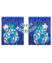Crackles Happy Birthday Decoration Kit Blue Silver - Pack Of 17