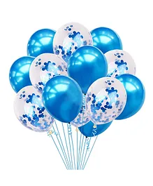 Crackles HD Metallic Chrome and Confetti Balloons Combo Blue - Pack of 10