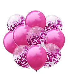 Crackles HD Metallic Chrome and Confetti Balloons Combo Pink - Pack of 10