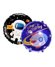 Crackles Space Theme Printed Foil Balloons Pack of 2 - Multicolour