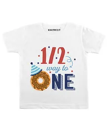 KNITROOT Donut One Print Half Sleeves Tee - White