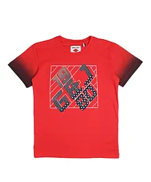 GINI & JONY Half Sleeves Brand Logo Print Tee - Red