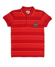 GINI & JONY Polo Half Sleeves Striped Tee- Red