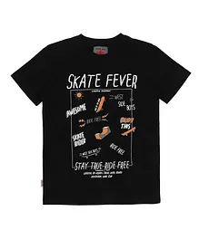 GINI & JONY Skate Forever Print Half Sleeves Tee - Black