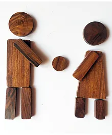 Maniams Handmade Aakar Wooden Blocks Natural Brown - 50 Pieces