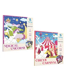 PepPlay Sticker Puzzle Circus Carnival And Magical Unicorn Multicolor - 175 Pieces each