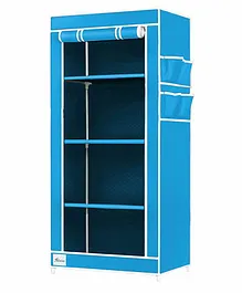 Fabura Single Door Collapsible Wardrobe with 4 Shelves - Blue