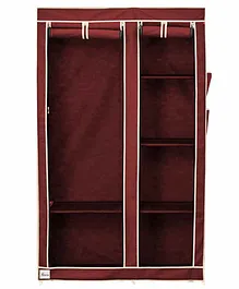 Fabura Double Door Collapsible Wardrobe With Hanging Compartment - Maroon