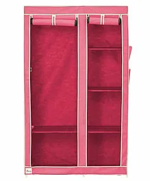 Fabura Double Door Collapsible Wardrobe With Hanging Compartment - Pink
