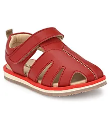 TUSKEY Hollow Round Toe Sandals - Red