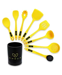 Amour Ultra Premium Silicone Kitchen Utensils Set Pack of 9 - Yellow