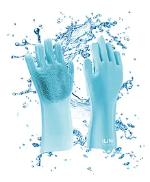 iLife Silicone Scrub Gloves - Torquoise Blue