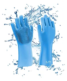 iLife Silicone Scrub Gloves - Blue