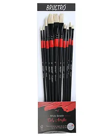 Brustro Artists Bristle Brushes for Oil and Acrylic Set of 10 - White