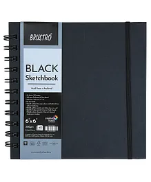 Brustro Sketchbook Wiro Bound 200 GSM Black - 80 Pages