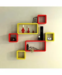 Glowbird Designer Wall Shelf - Red & Yellow