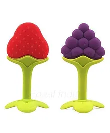 Enorme Silicone Grapes & Strawberry Shape Teether Pack of 2 - Multicolour