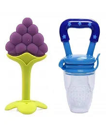 Enorme Silicone Grapes Fruit Shape Teether With Feeding Nibbler - Multicolour