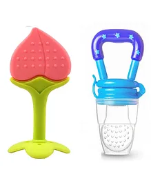 Enorme Silicone Peach Fruit Shape Teether With Feeding Nibbler - Multicolour