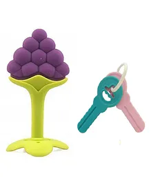 Enorme Silicone Grapes Fruit Shape Teether With Key Teether - Multicolour