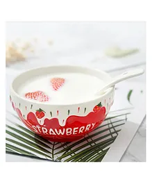 Nestasia 1 Piece Ceramic Strawberry Design Soup Bowl Red - 330 ml