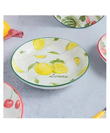 Nestasia 1 Piece Ceramic Fruit Salad Plate Lemon Design - Yellow Green White