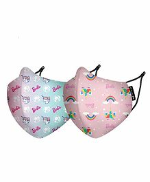 Nirvana  Rainbow & Unicorn Face N95 Face Masks Extra Small Multicolor - Pack Of 2 