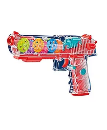 New Pinch Transparent Glow Gun Toy with Multi Musical Blaster - Multicolor (Battery Included)