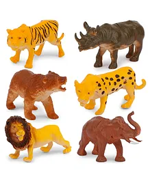 New Pinch Large Jungle Animal Toy Set Pack of 6 (Colour May Vary)