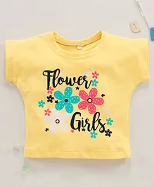 Enfance Core Flower Girl Print Short Sleeves Tee - Gold