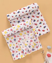 Ben Benny Swaddle Wrappers Rocket & Parachute Print Pack of 2 - White