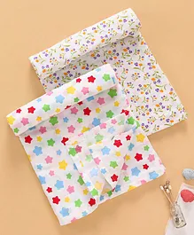 Ben Benny Swaddle Wrappers Floral & Stars Print Pack of 2 - White