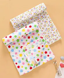 Ben Benny Swaddle Wrappers Stars & Floral Print Pack of 2 - White