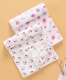 Ben Benny Swaddle Wrappers Boat & Sea Horse Print Pack of 2 - White