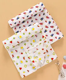 Ben Benny Swaddle Wrappers Parachute & Watermelon Print Pack of 2 - White