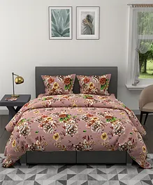 Bianca Ultra Soft AC Comforter And Bedsheet With 2 Pillow Covers King Size Floral Print - Brown