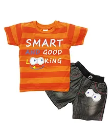 Kooka Kids Half Sleeves Smart Printed Tee & Short  Rust