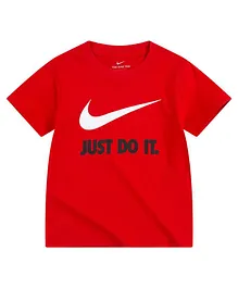 Nike Half Sleeves Swoosh Logo Print Tee - Red