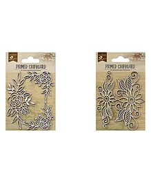 Itsy Bitsy Primed Chipboard Floral Design Pack of 2 - Silver
