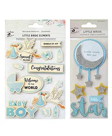 Itsy Bitsy Little Star Baby Shower Boy Theme Stickers - 13 Pieces