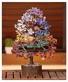 ADKD Seven Chakra Crystal Gemstone Tree - Multicolour