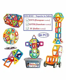 GELTOY Magnetic Blocks Set of 66 Pieces - Multicolour
