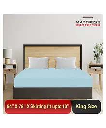 Mattress Protector Water Proof  Breathable Hand & Machine Washable Fitted elastic band- 72 x 84 Inch - Water Resistant Ultra Soft Bed Cover Double Bed King Size - (Blue)
