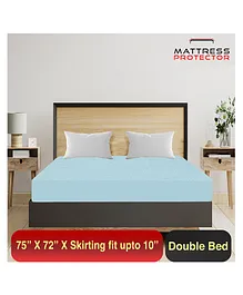 Mattress Protector Mattress Cover King Size Waterproof  Bed Protector 72 x 75 Inches Skirting upto 14 Inch - Blue