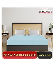 Mattress Protector Water Proof Breathable Stretchable Fitted  78 X 60 Inch for Double- Bed ( queen-size )with Elastic Strap Water Resistant Ultra Soft Hypoallergenic Bed Cover( Blue )