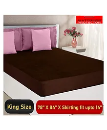 Mattress Protector Water Proof Breathable Stretchable Fitted 84 x 78 Inch for Double Bed King Size with Elastic Strap Water Resistant Ultra Soft Hypoallergenic Bed Cover - Coffee