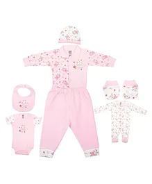 Mee Mee Baby Clothing Printed Gift Set of 7 - Pink & White 
